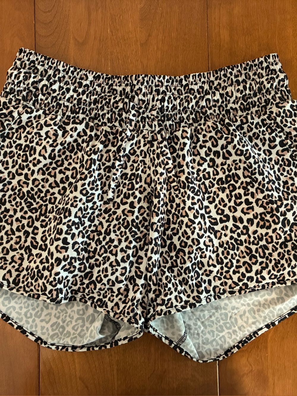 Albion Fit Leopard Print Women’s Elastic Waist Shorts - Beige/Black